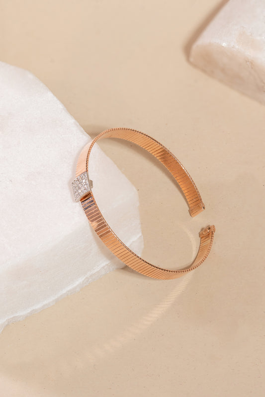 Rose gold open kada bracelet