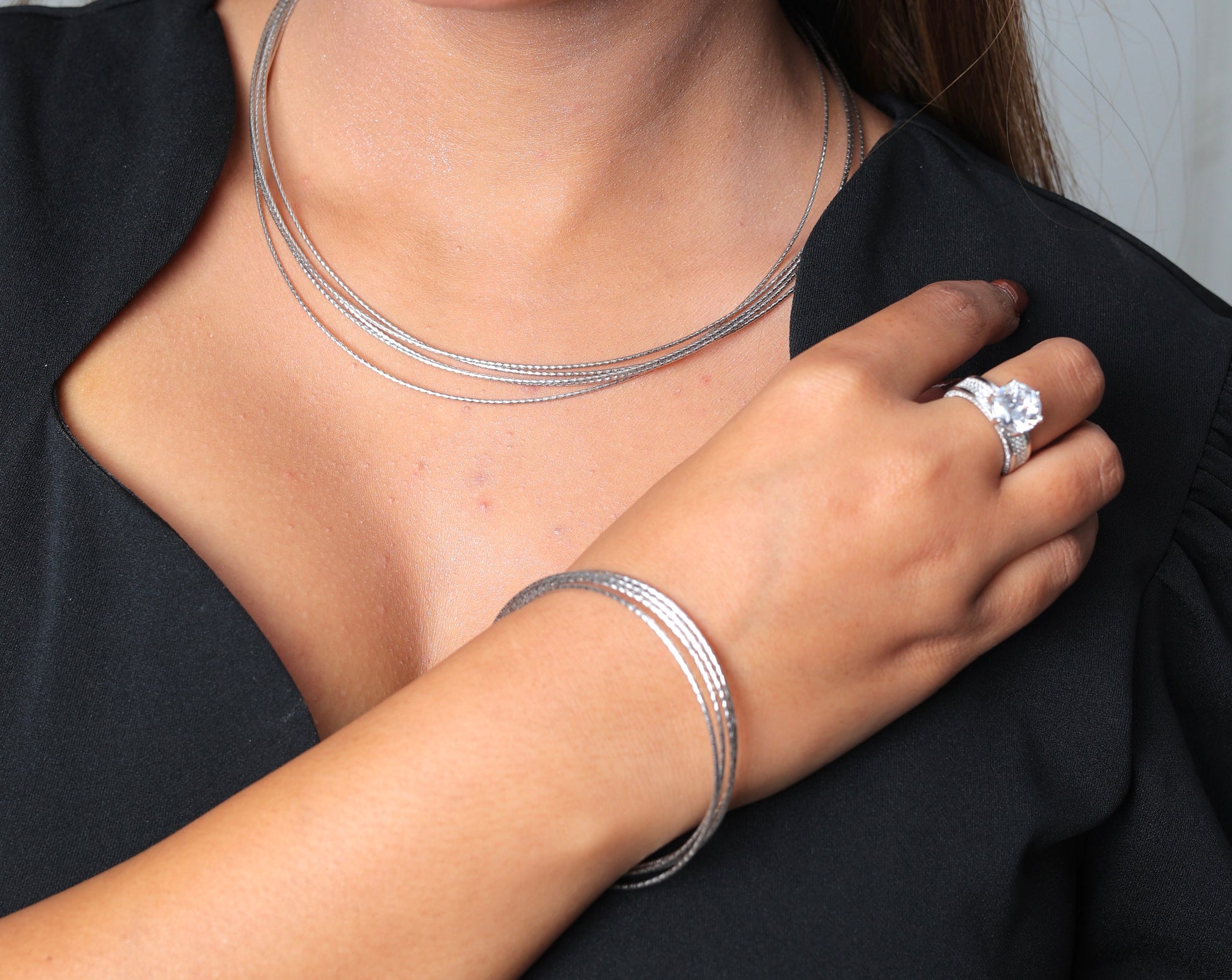 Silver Four layer bracelet & Chain