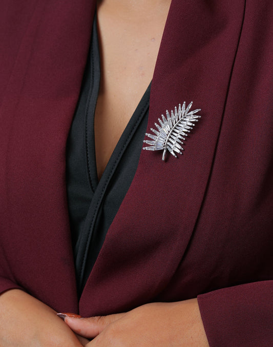 Silver feather brooch