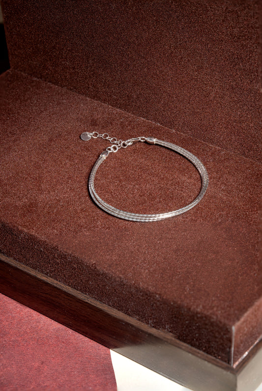 Four layer silver bracelet