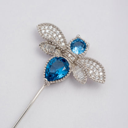 Butterfly Lapel Pin with Blue Stones