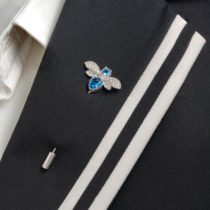 Butterfly Lapel Pin with Blue Stones