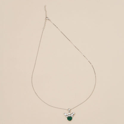 Green-Stoned Bee Pendant with Sleek Silver Chain