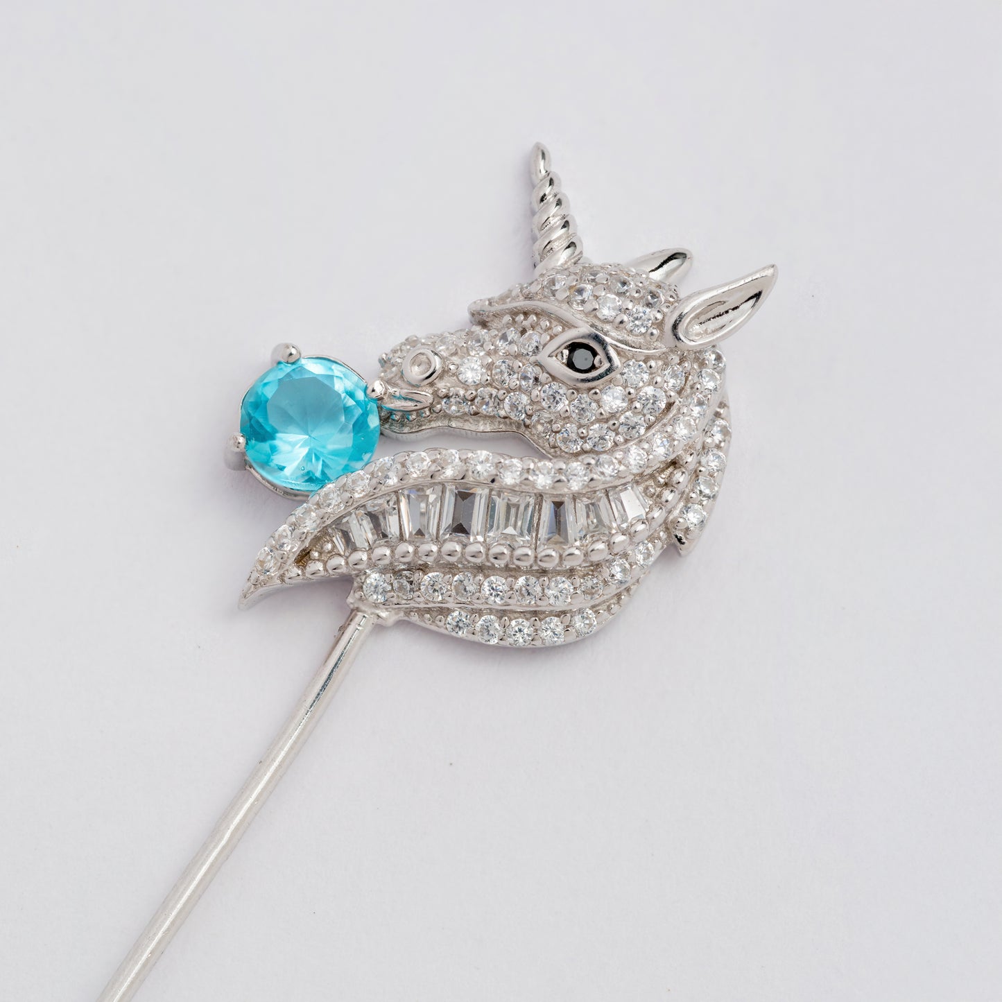 Unicorn Lapel Pin with Blue Stone